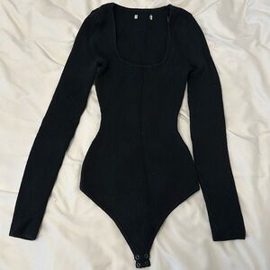 Abercrombie Black Knit Ribbed Sweater Bodysuit Top